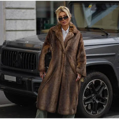 Faux Fur Lapel Fluffy Plush Warm Coat