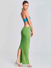 Halter Neck Shoulder Bikini Wrap Knit Beach Cover-Up