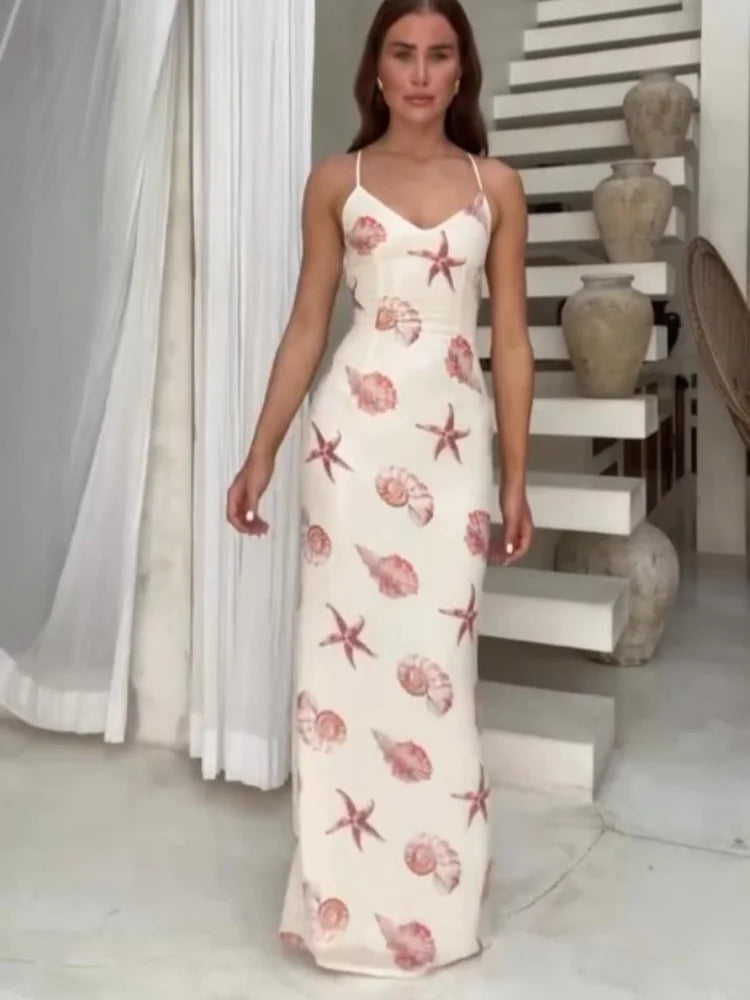 Starfish Printed Ruffle Hem Long/Mini Dress