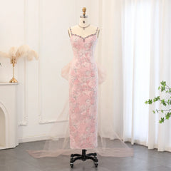 Pink Velvet Mermaid Gown