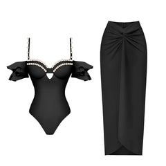 One Piece Pearl 3D Floral Swimsuit