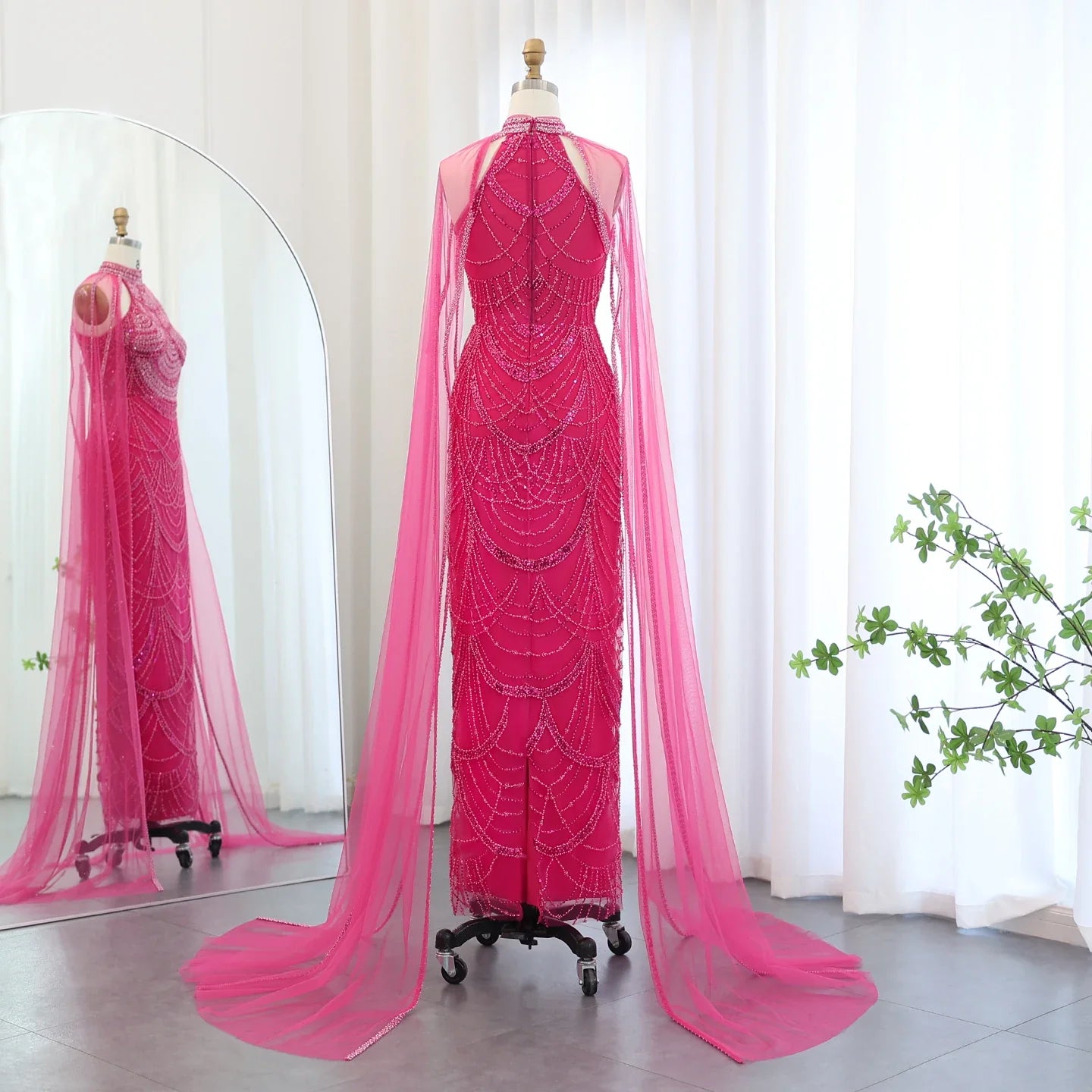 Black Evening Gown with Cape Sleeves