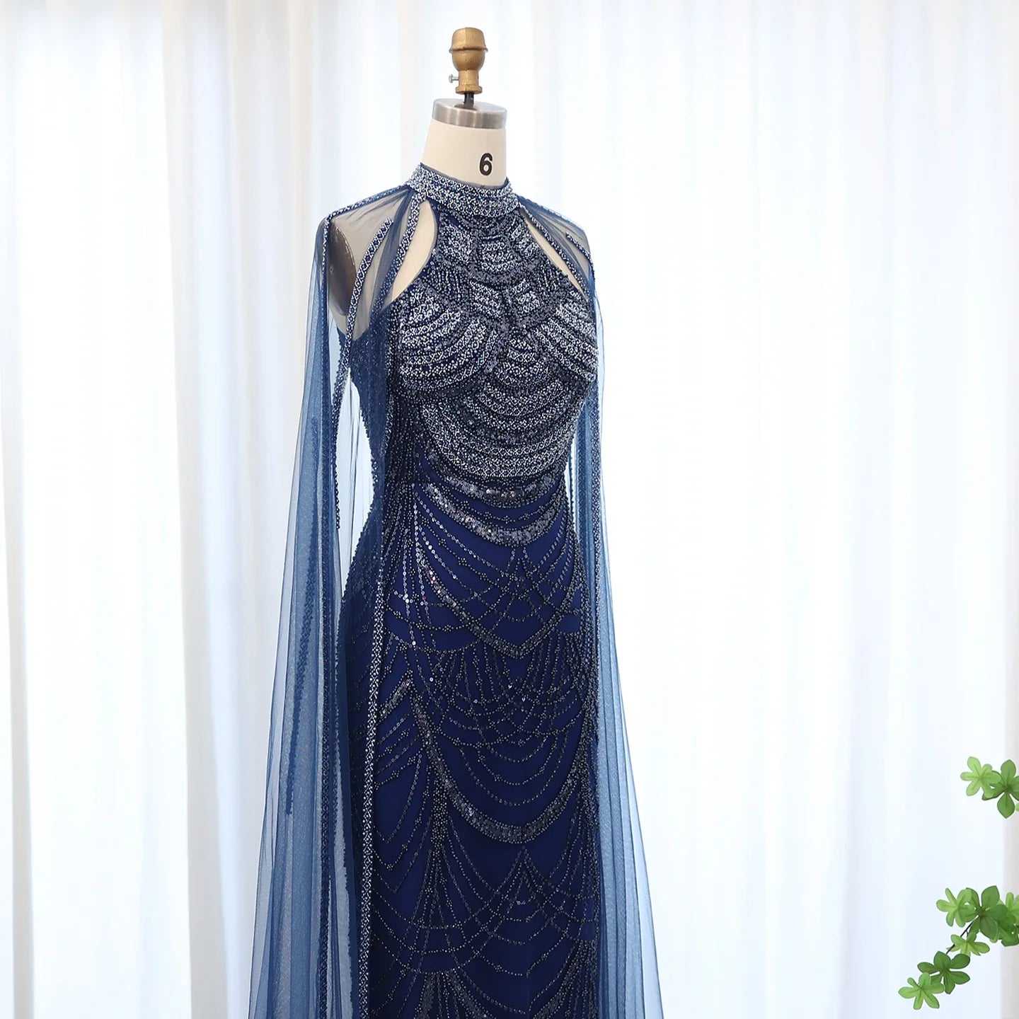 Black Evening Gown with Cape Sleeves
