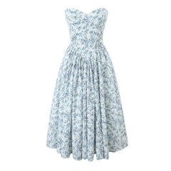 Low Waist Pleated Midi Dress Bra Chest With Wire