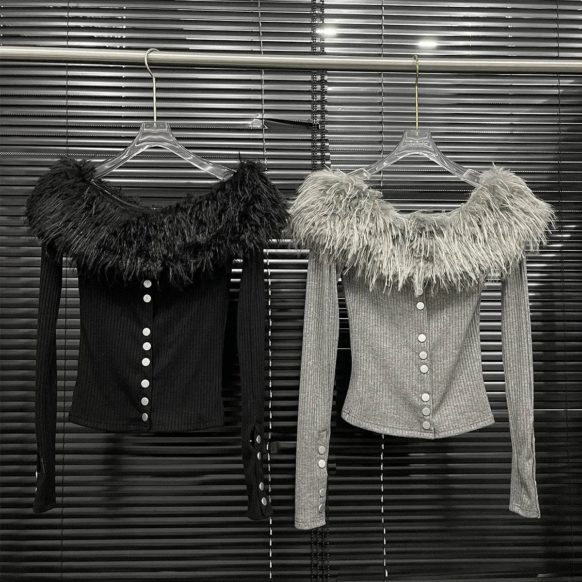 Fur Collar Single Breasted Knitted Sweater