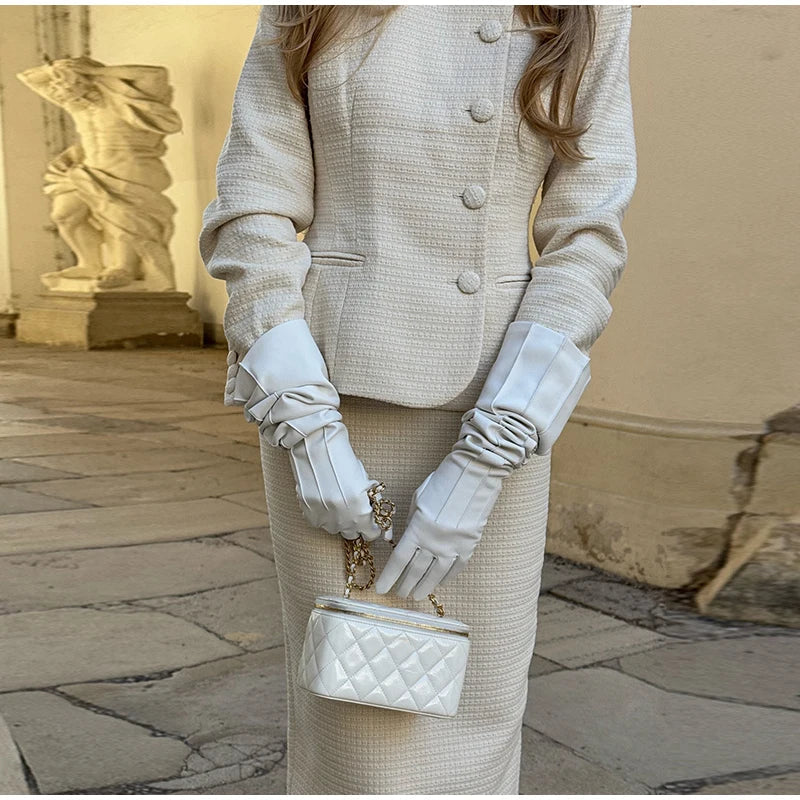 Solid Stand Collar Jackets and Skirts Suit