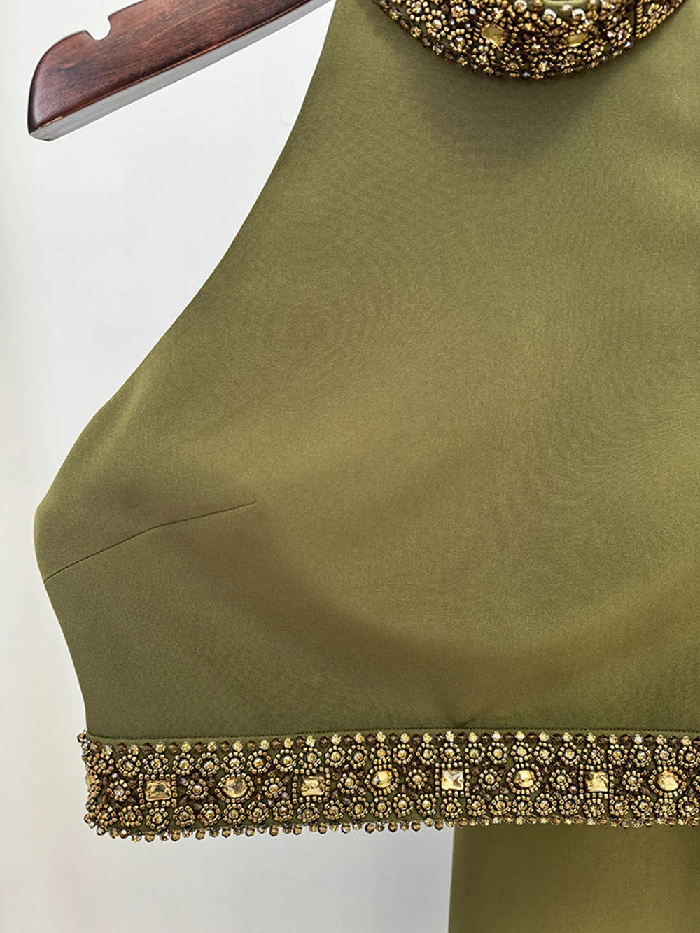 Beaded Diamond Two-Piece Crop Top Split Skirt Set