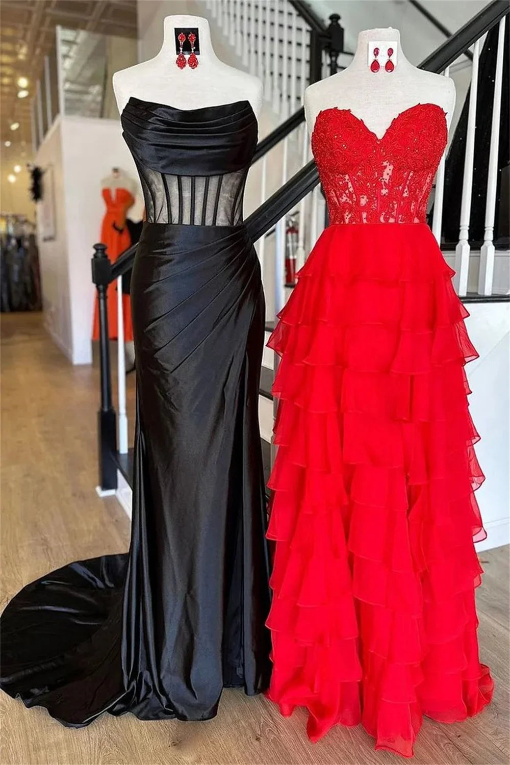 Lace Embroidery Chiffon A-line Prom Dresses