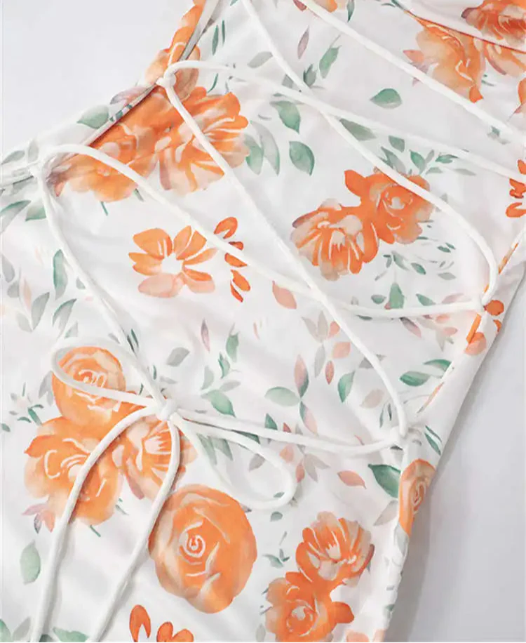 Floral Print Spaghetti Strap Long Dress