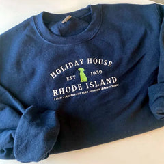 Embroidered Crewneck Cotton Thick Fleece Pullover