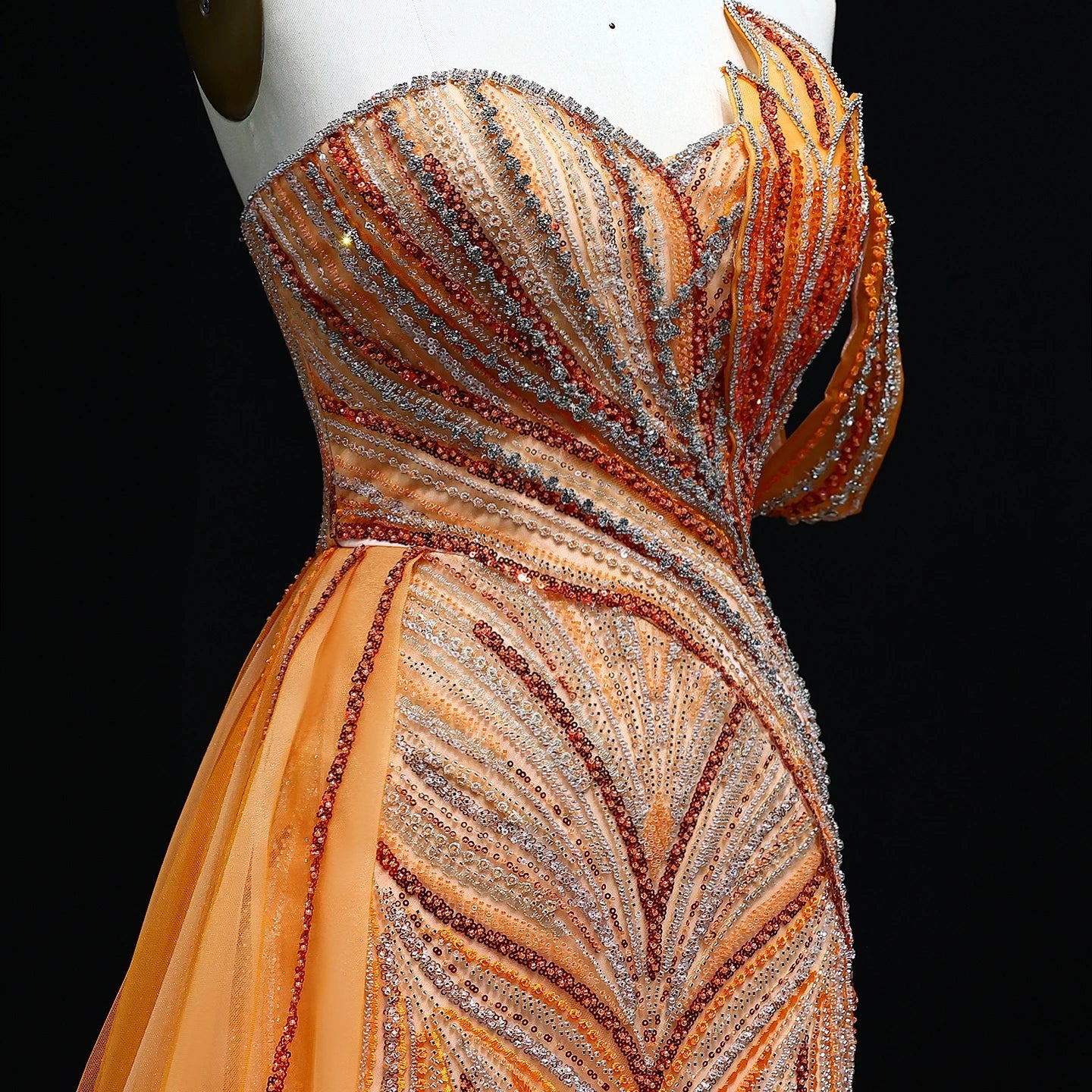 One Shoulder Mermaid Evening Dress with Overskirt