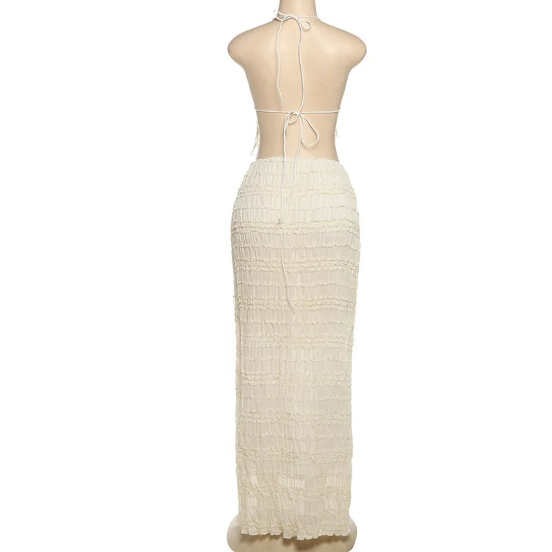 Chiffon Skirt Suit Spaghetti Strap Top and Long Skirt