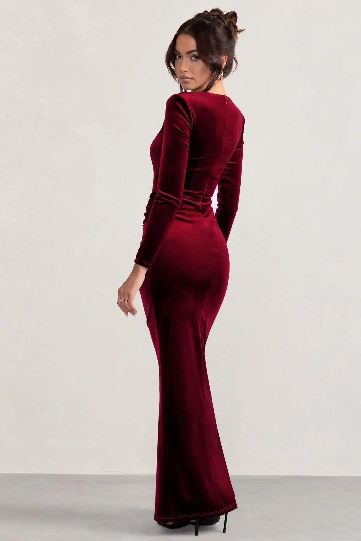 Velvet Elastic Tight Long Sleeved Dress