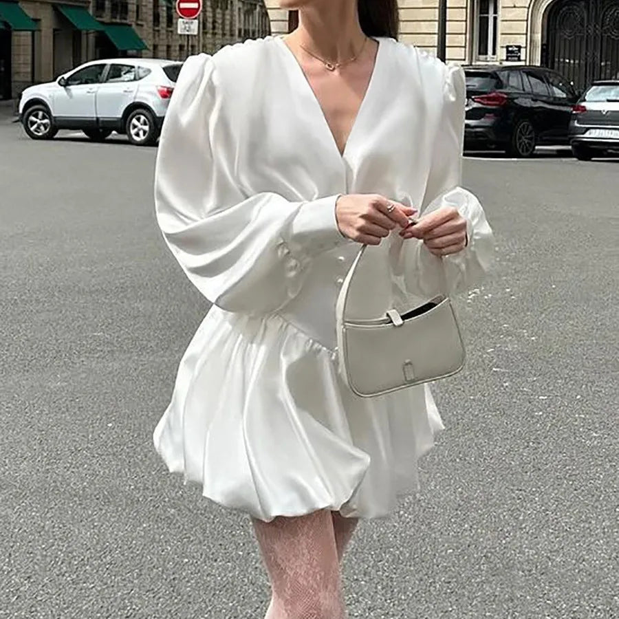 Lantern Long Sleeve Ball Gown Dress
