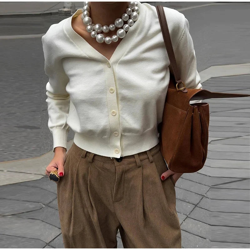Solid Single Breasted Knit Sweaters