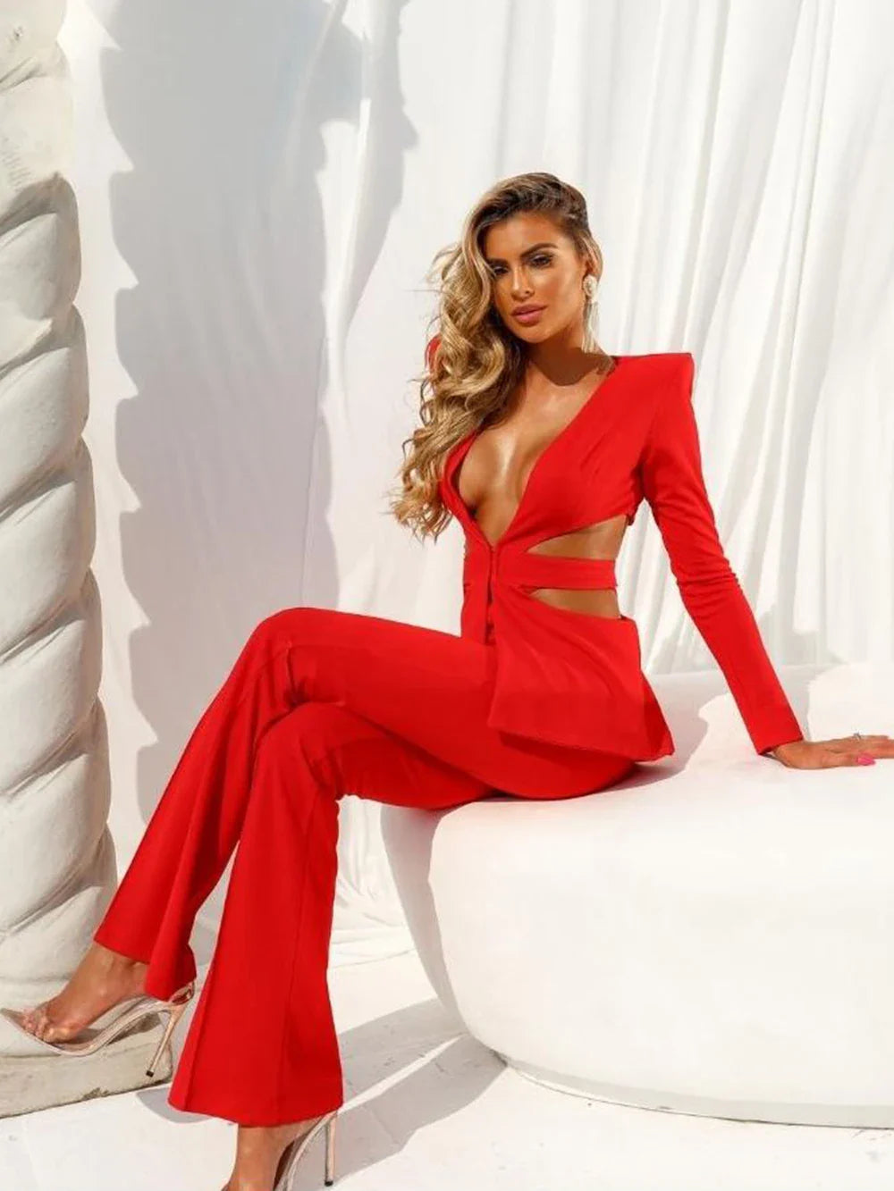 Cut Out Blazer Set