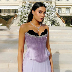 Lilac Corset Satin Evening Dress