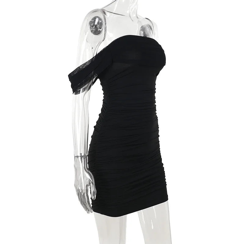 Off the Shoulder Short Sleeve Mini Dress