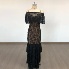 Convertible Maxi Lace Trim Evening Gown