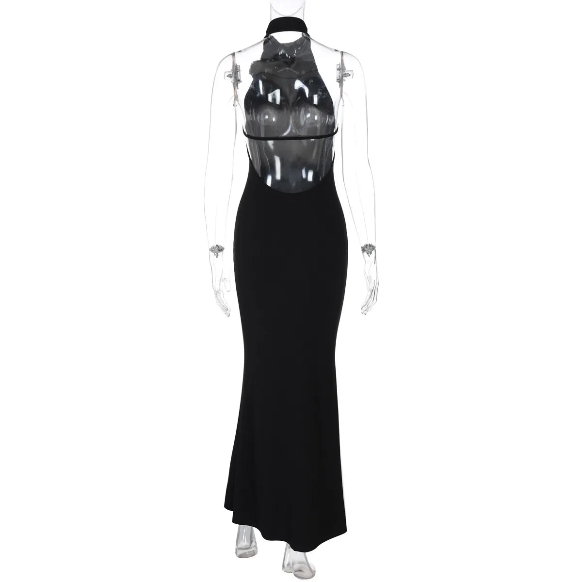 Halter Flower Backless Maxi Dress