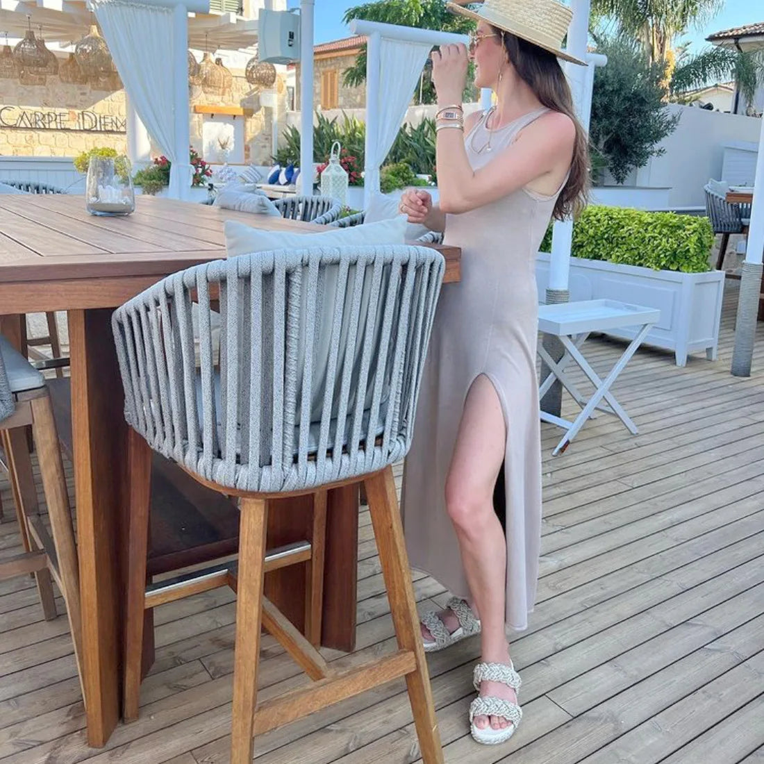 Knit Slit Solid High Waisted Vacation Dresses