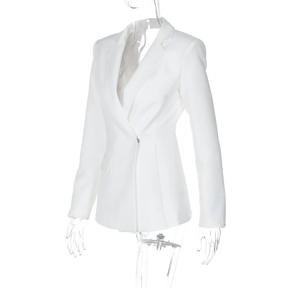 Backless  Black Suit Long Sleeve Blazer Coat