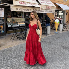 Sling A-line Sleeveless Deep V-neck Dress