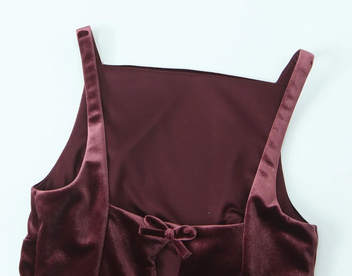Back Bow Thin Velvet Tank Top