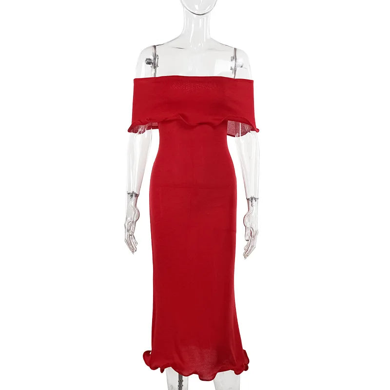 Ruffled Backless Midi Party Dress