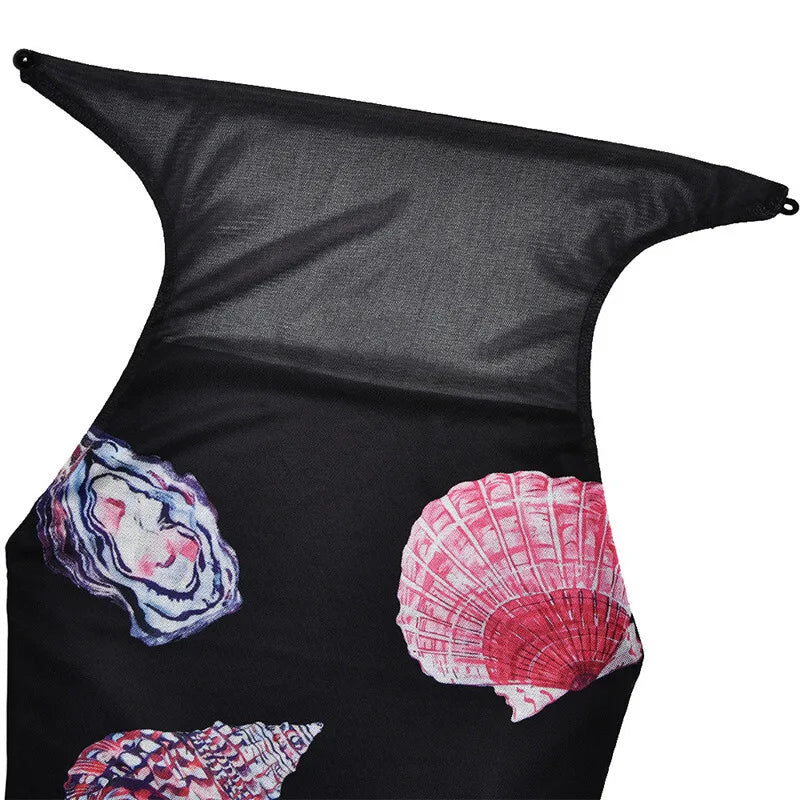 Backless Printed Patchwork Beach Holiday Long Dress
