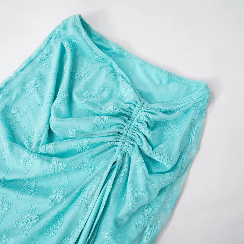 Elegant Summer Lace V-Neck 2-Piece Maxi Skirt Set
