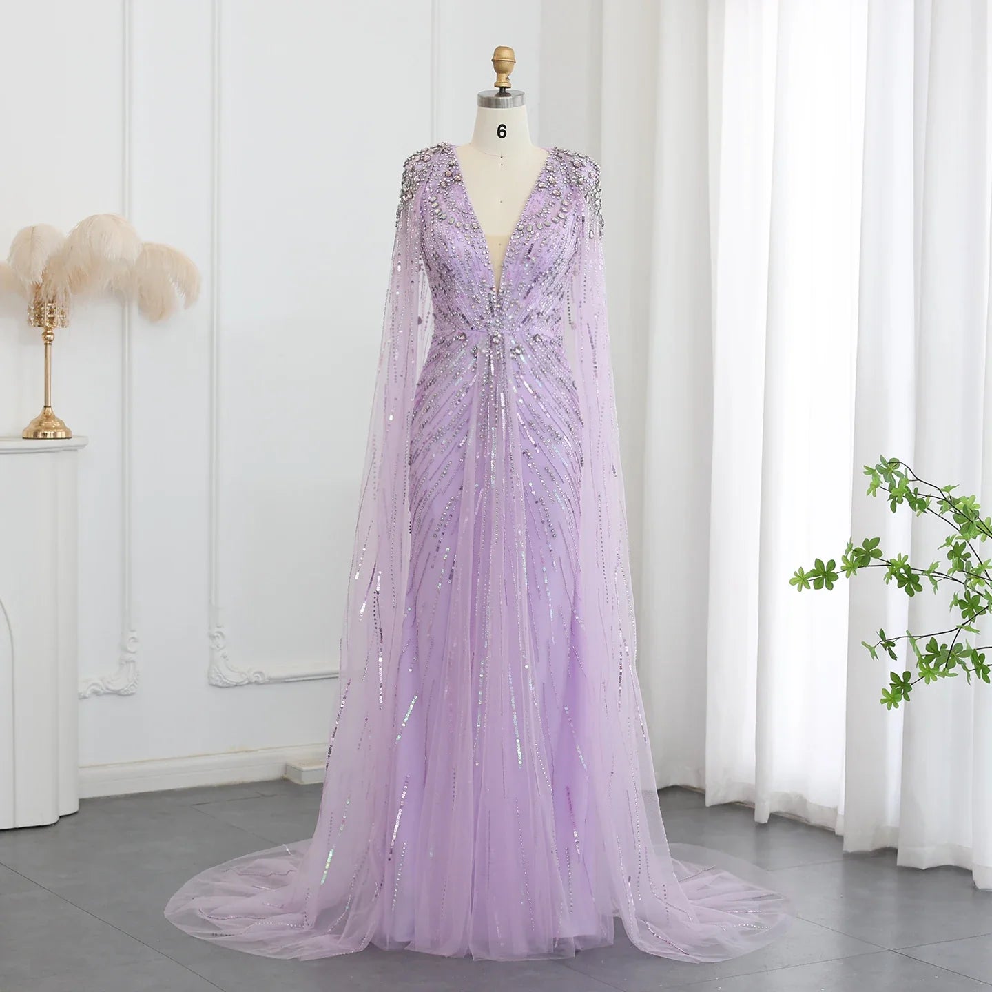 Crystal Evening Gown with Cape