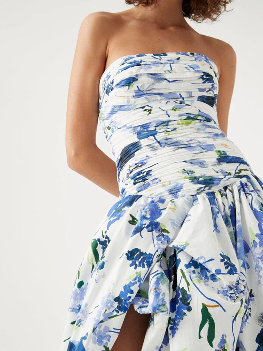 Strapless Sleeveless High Waist Temperament Long Dress