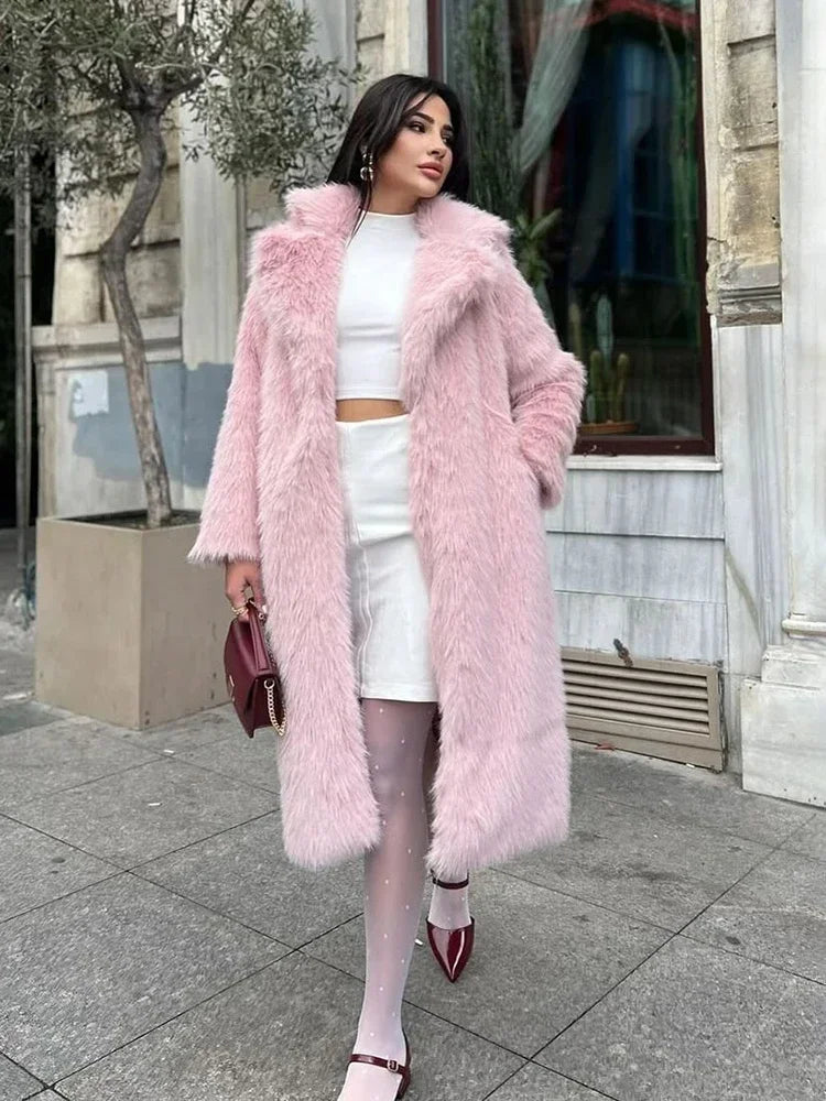 Winter Fur Feather Overcoat  Loose Streetwear Jacket