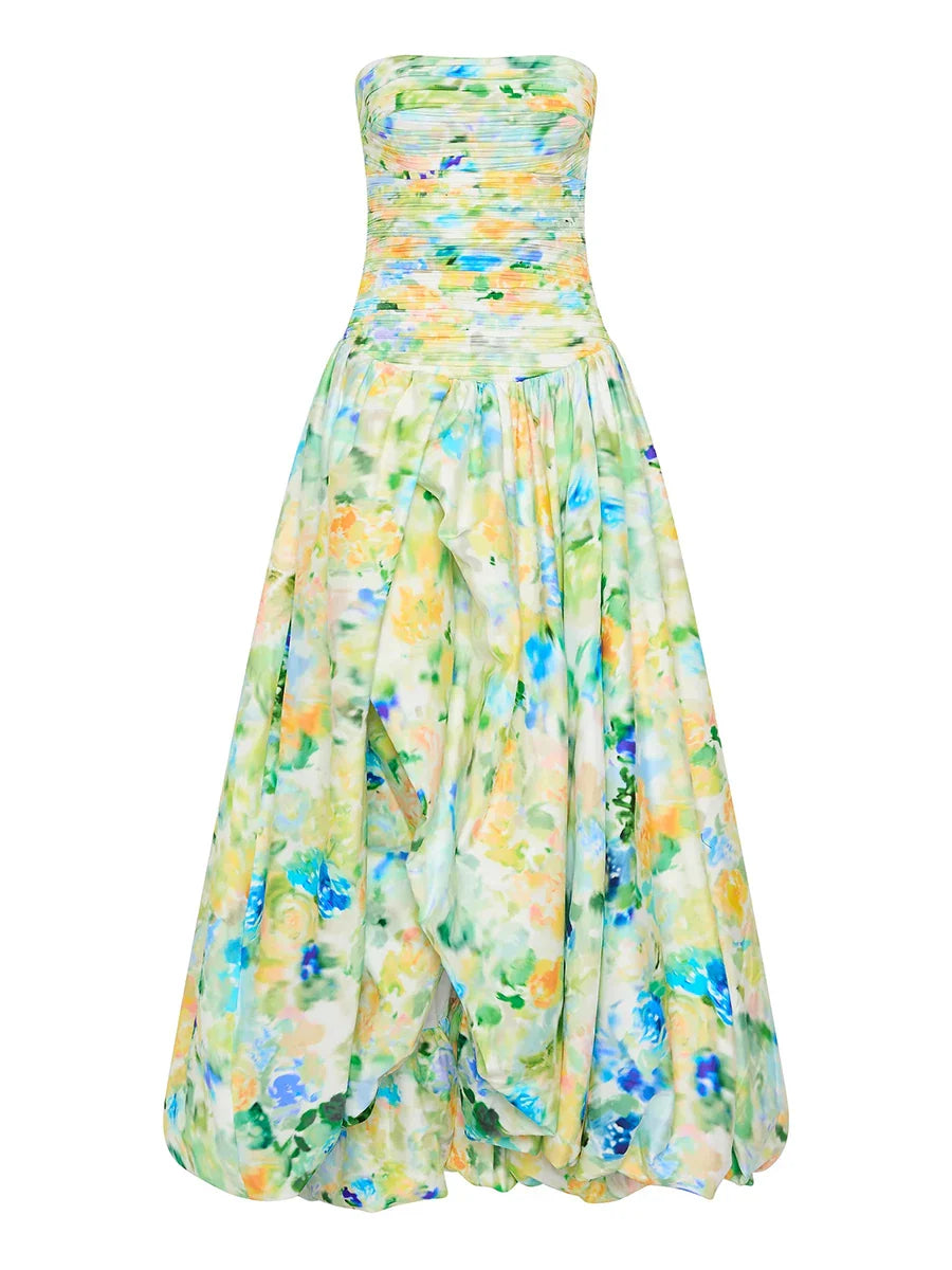 Strapless Sleeveless High Waist Temperament Long Dress