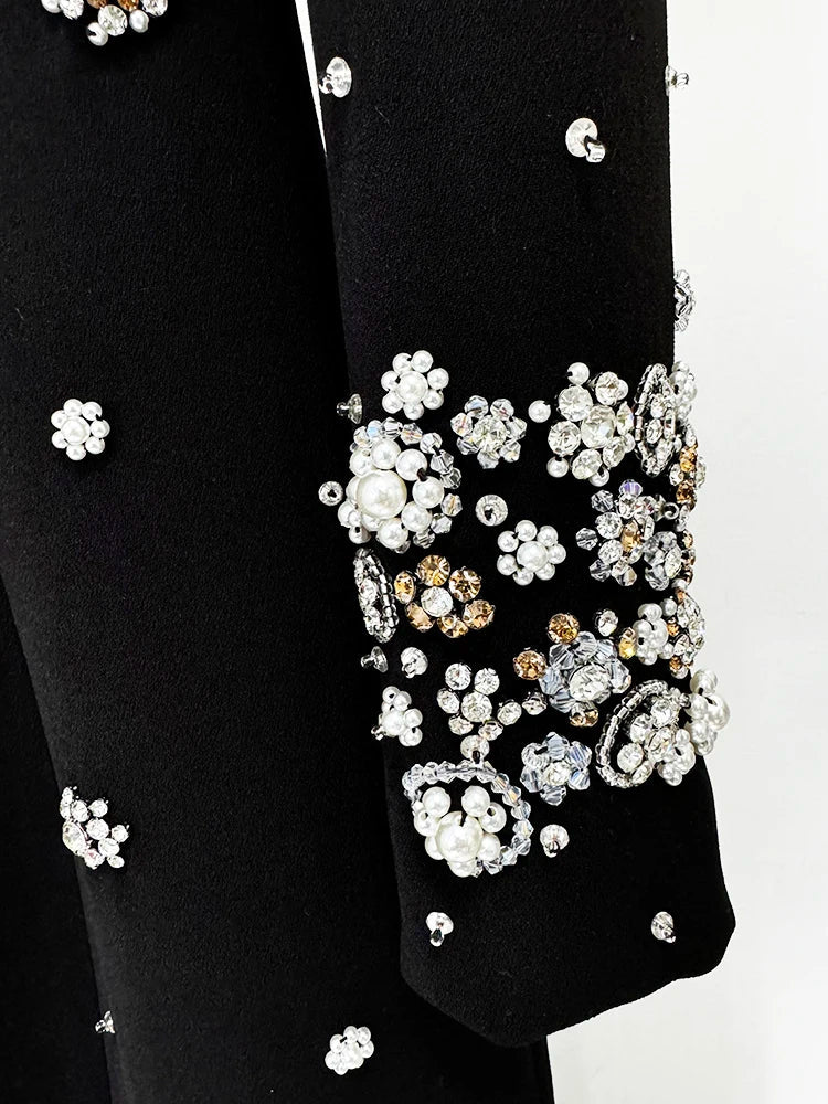 Long Sleeve Luxurious Beaded Maxi Dress
