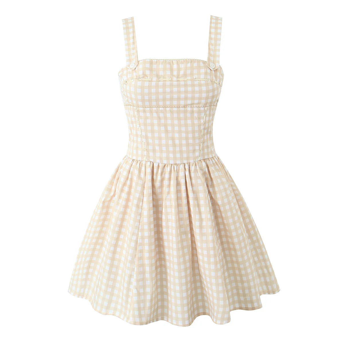 Cross Ribbon Folds Hem Ball Gown Swing Mini Dress