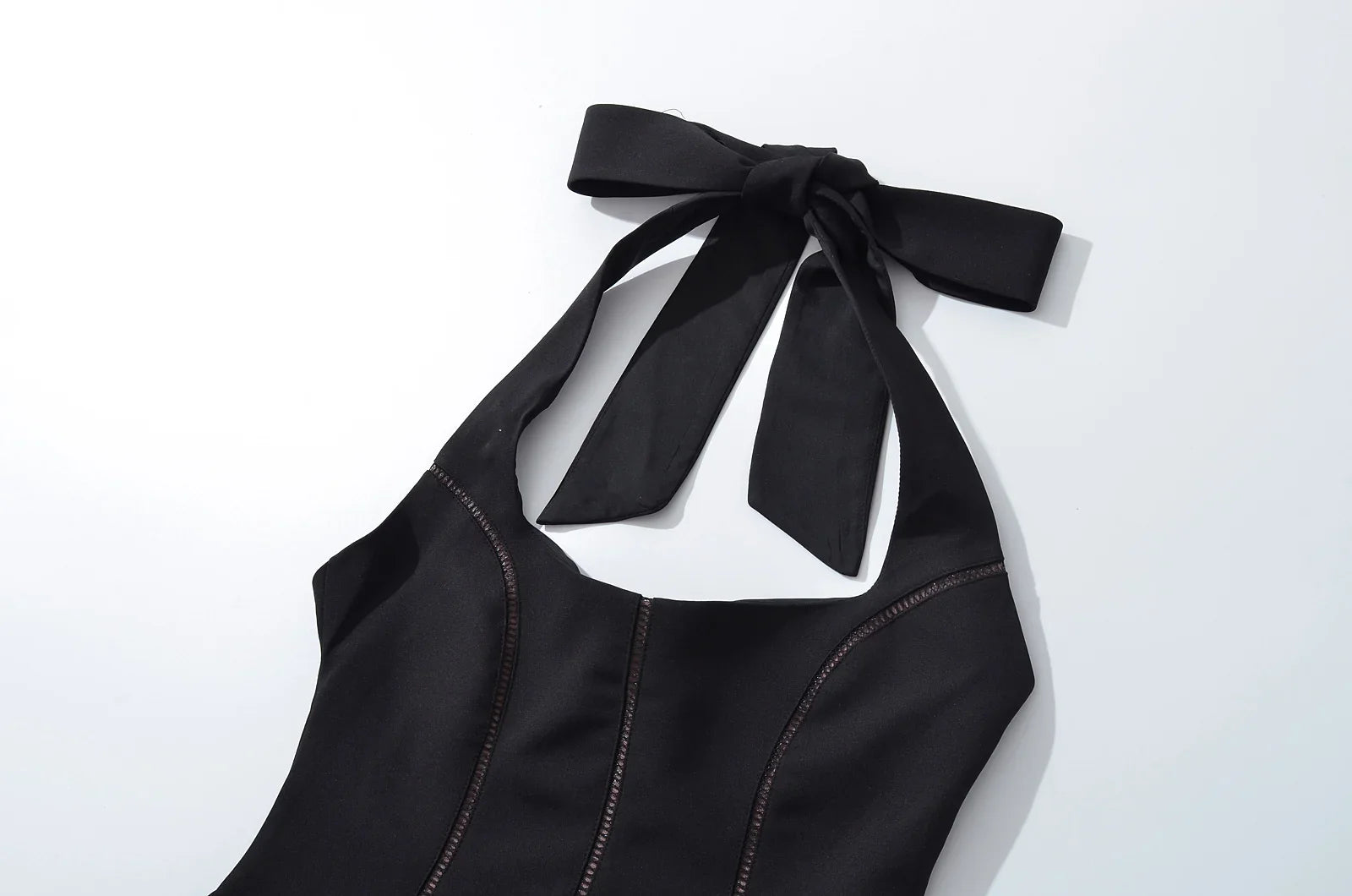 Bow Halter Spliced Ball Gown Backless Dresses