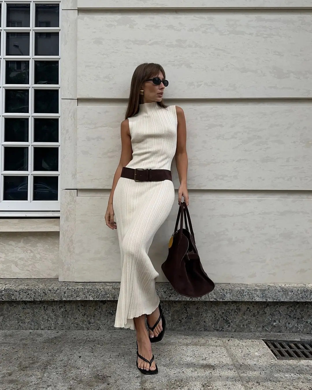 Women's Sleeveless Turtleneck Maxi Dress