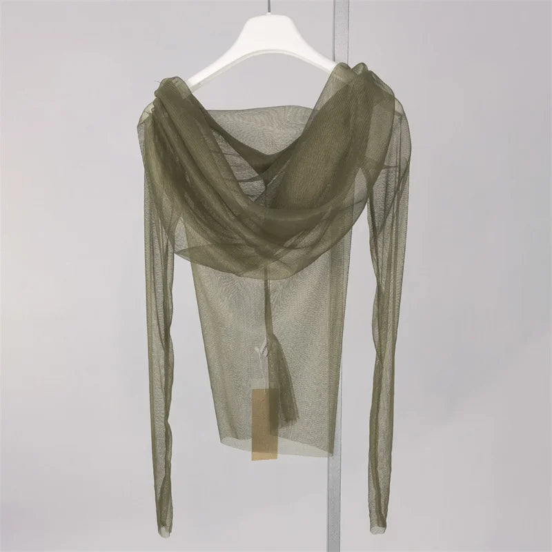 Semi-transparent Mesh Women's Long-sleeved Top