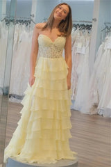 Lace Embroidery Chiffon A-line Prom Dresses