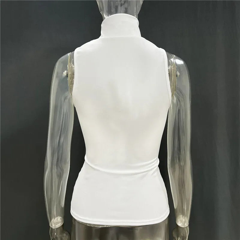 Turtleneck Metal Ring Knitted Tops
