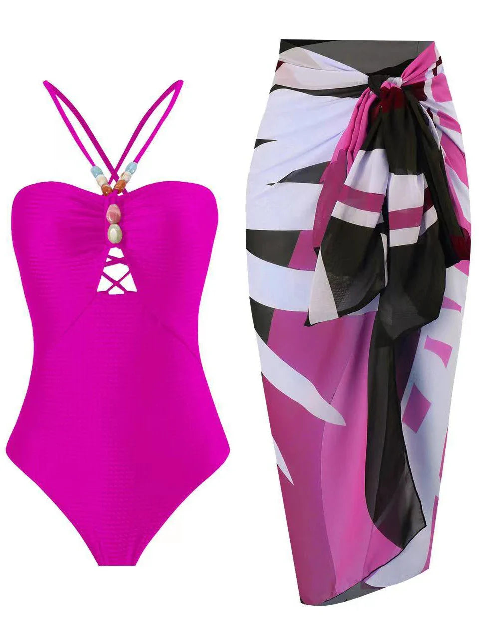 Drawstring Bodysuit With Long Skirt