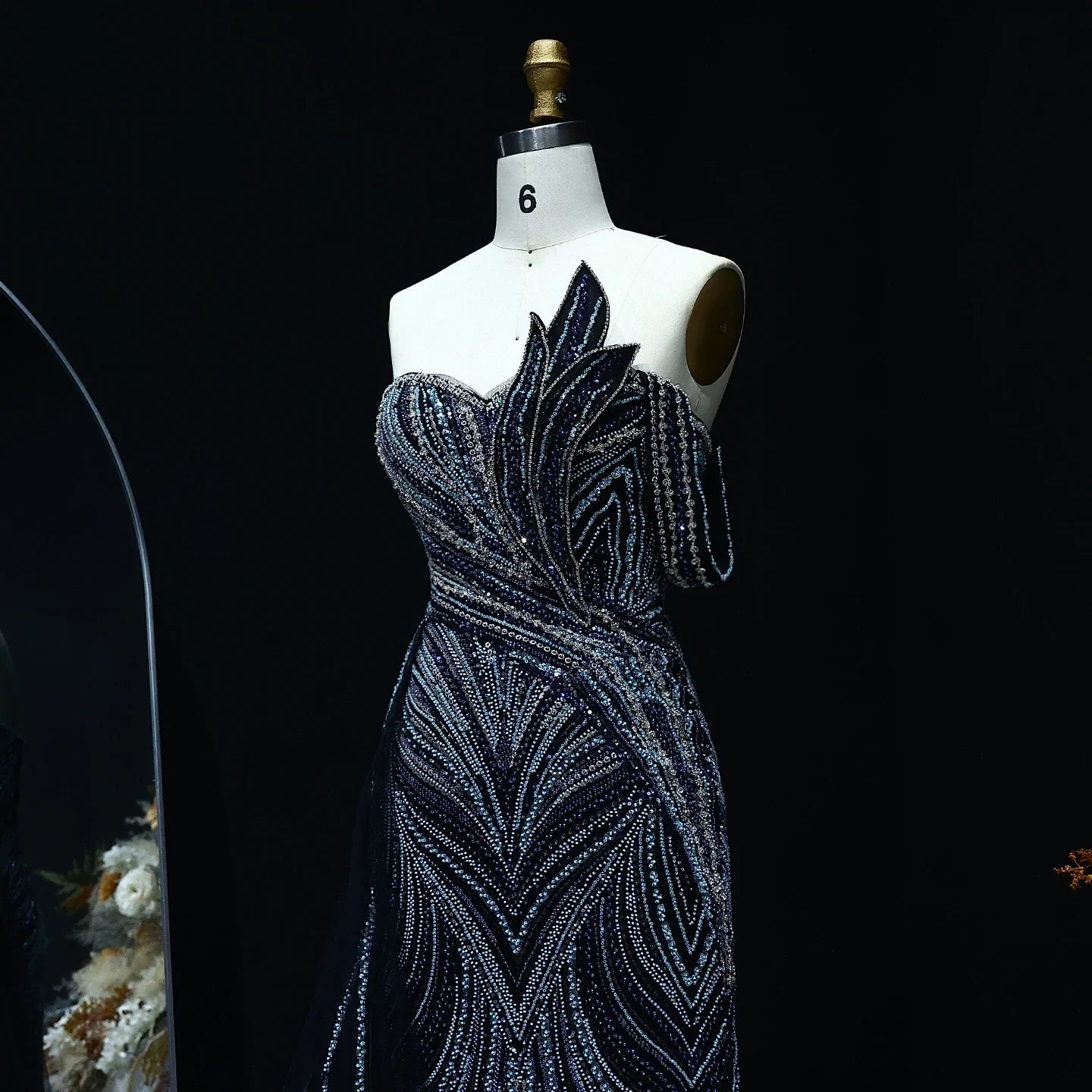 One Shoulder Mermaid Evening Dress with Overskirt