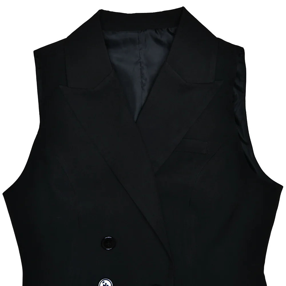 Notched Collar Pleated Skirt Suit Two Piece Sets