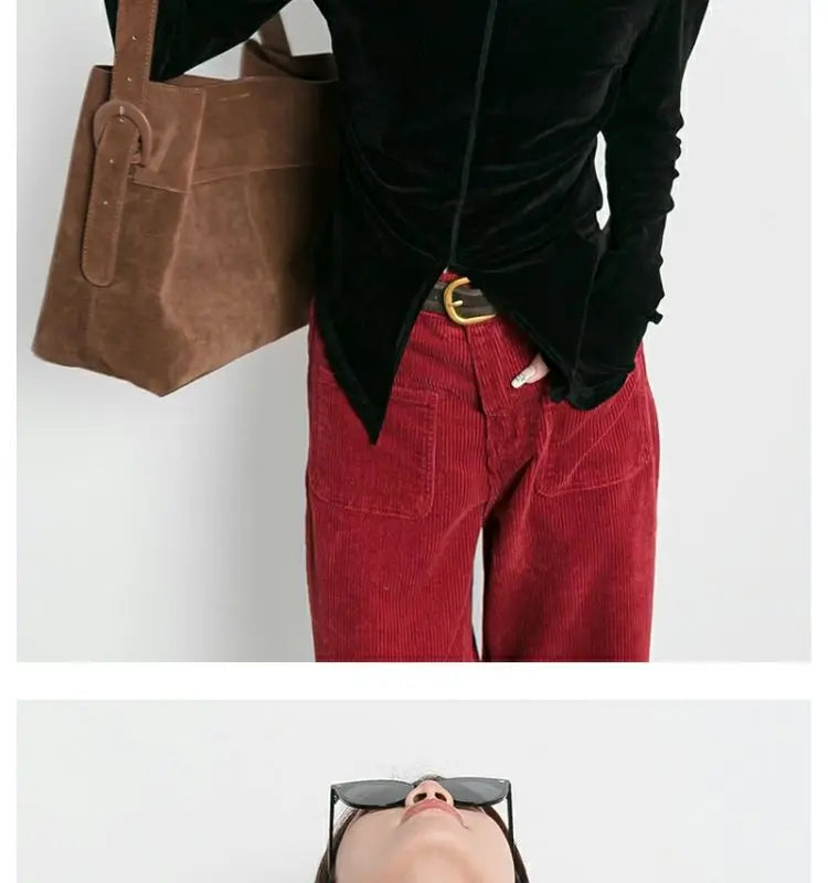 Front Side-slit Solid Color Soft Long Sleeve Top