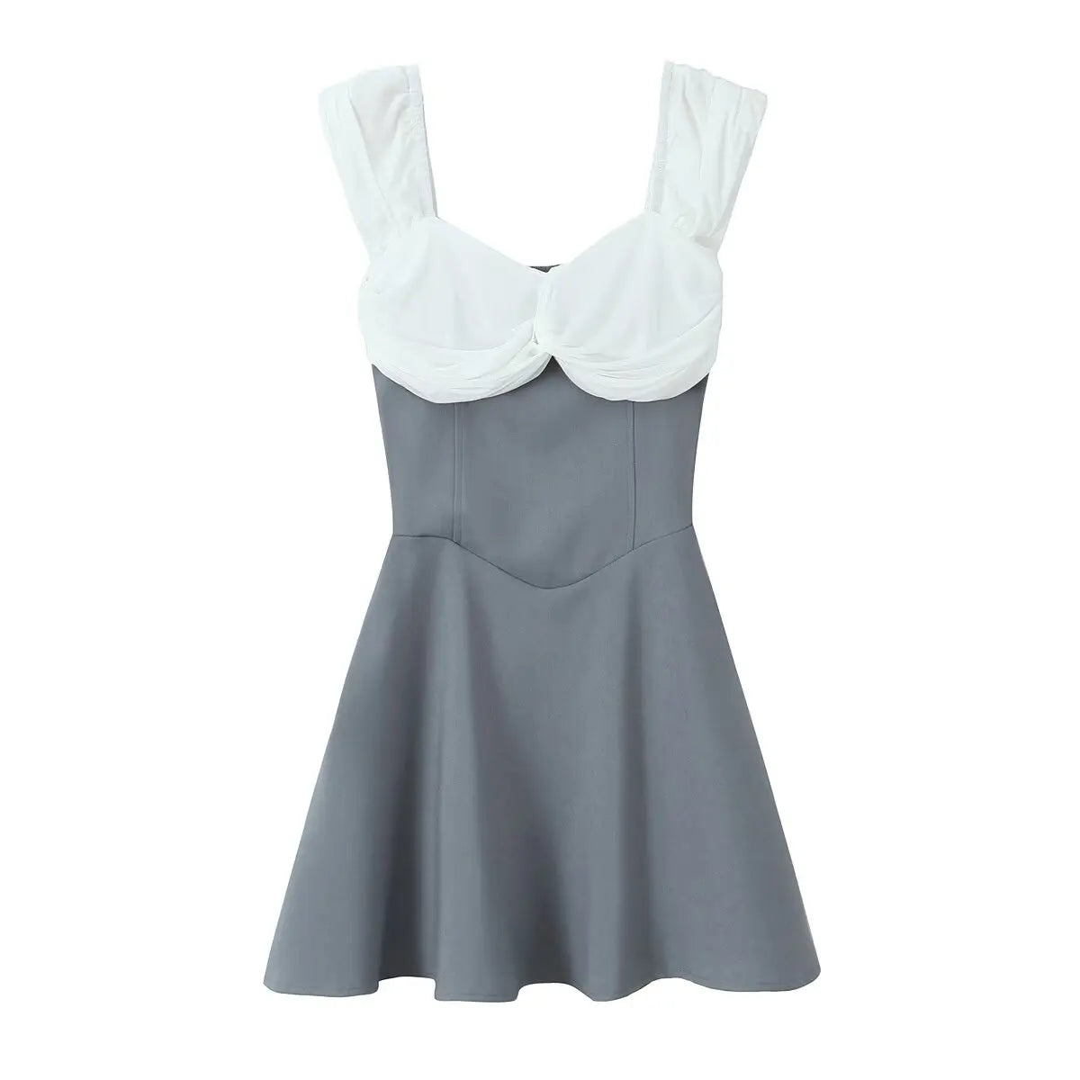 Contrast Slash Shoulder Elastic Back Mini Dress