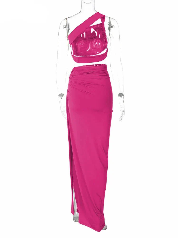 Crop Top and Hollow Out Skirt Suit