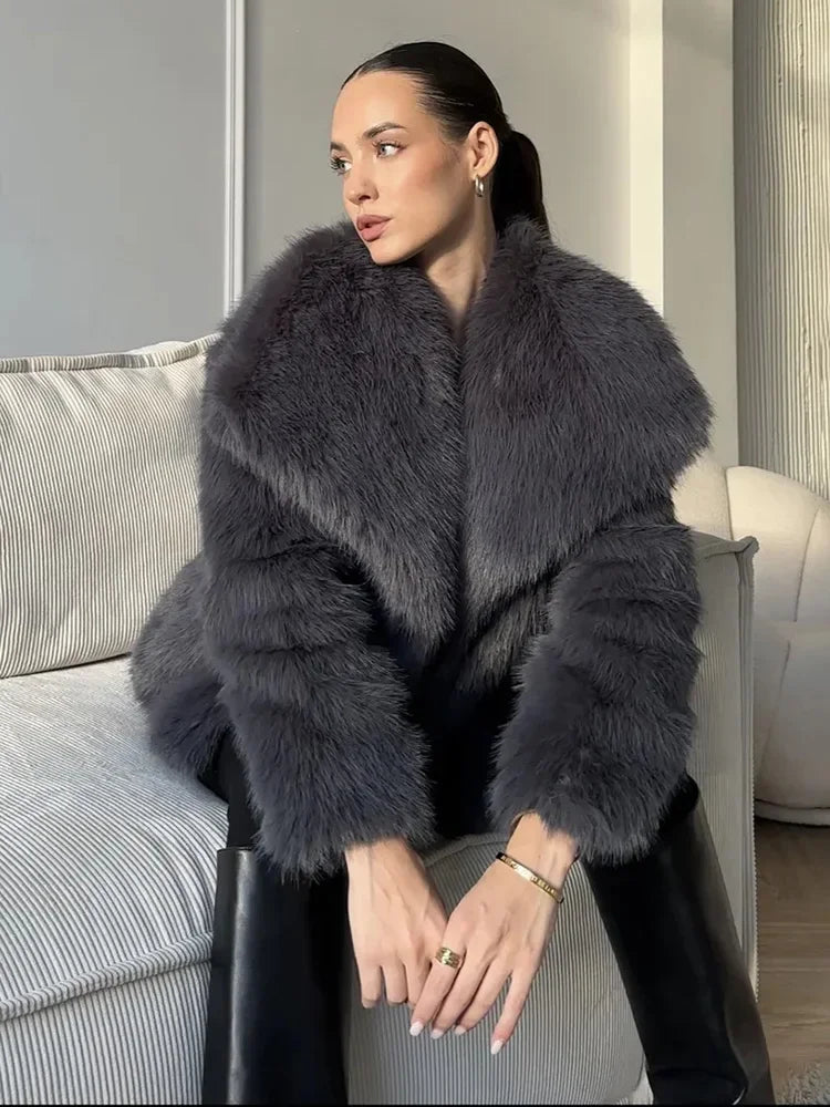 Fur Feather Long Sleeve Tassel Lapel Coat