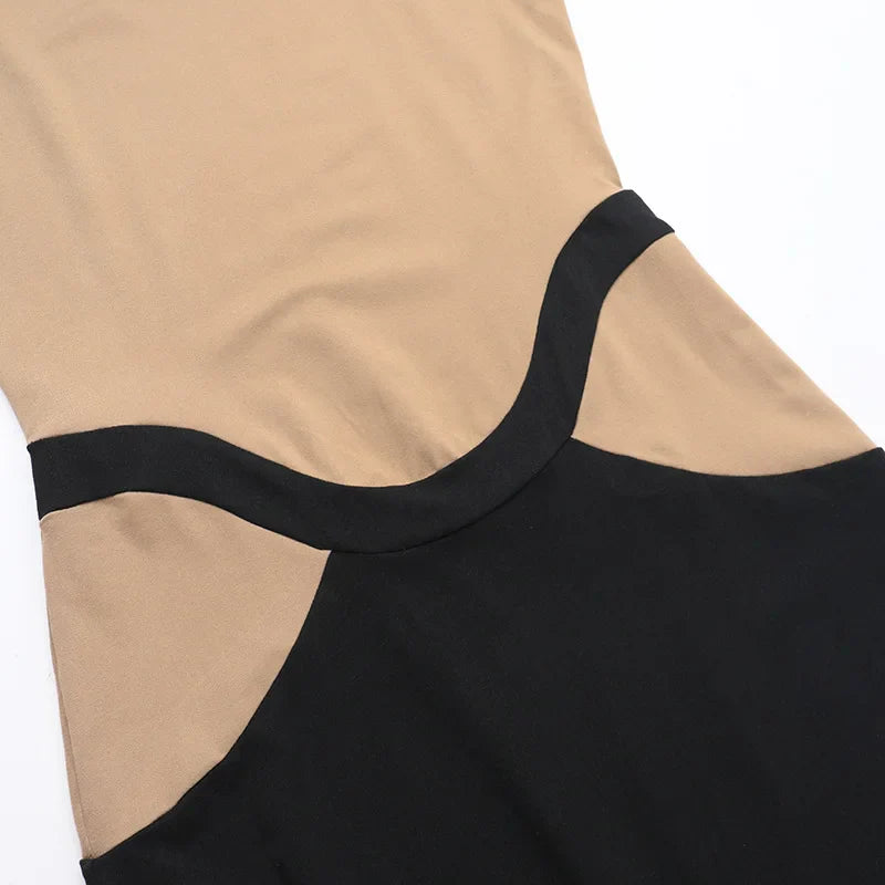 Sleeveless Patchwork Contrast Long Dress